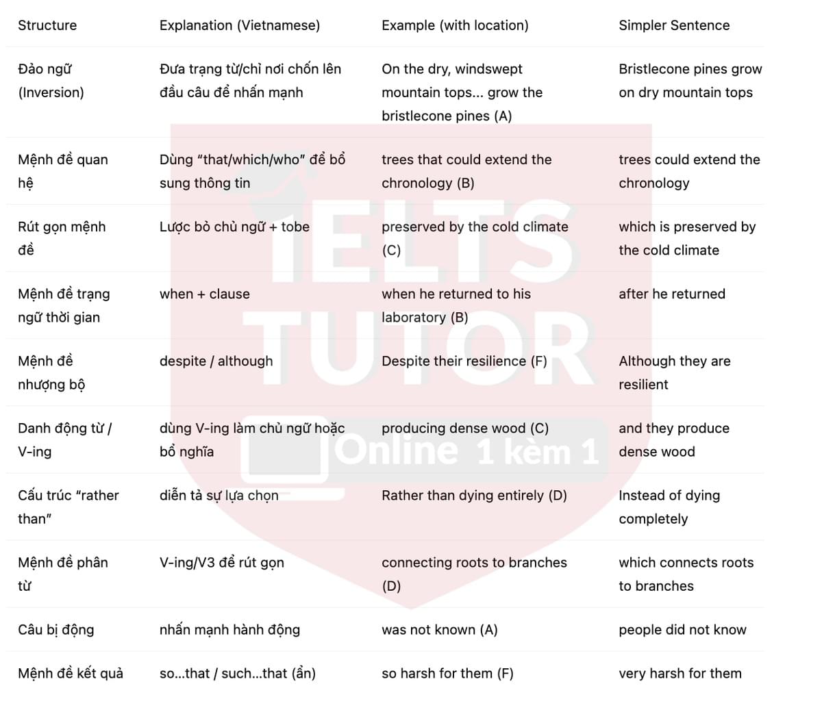 🔥Bristlecone Pines Answers with location - Đề luyện tập IELTS READING- Làm bài online format computer-based, kèm đáp án, dịch & giải thích từ vựng - cấu trúc ngữ pháp khó
