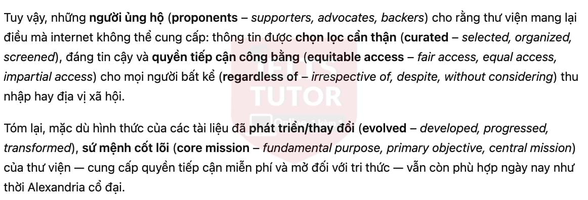🔥Libraries - Answers with location - Đề luyện tập IELTS READING- Làm bài online format computer-based, kèm đáp án, dịch & giải thích từ vựng - cấu trúc ngữ pháp khó