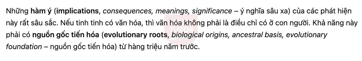 🔥Human-like culture in chimpanzees Answers with location - Đề luyện tập IELTS READING- Làm bài online format computer-based, kèm đáp án, dịch & giải thích từ vựng - cấu trúc ngữ pháp khó