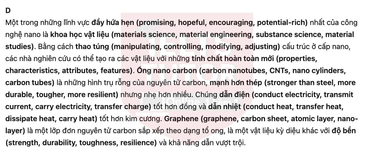 🔥Nanotechnology: the science of the very small Answers with location - Đề luyện tập IELTS READING- Làm bài online format computer-based, kèm đáp án, dịch & giải thích từ vựng - cấu trúc ngữ pháp khó