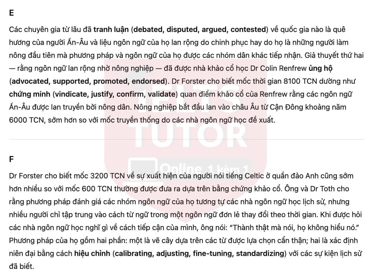 🔥The history of the Celtic language Answers with location - Đề luyện tập IELTS READING- Làm bài online format computer-based, kèm đáp án, dịch & giải thích từ vựng - cấu trúc ngữ pháp khó