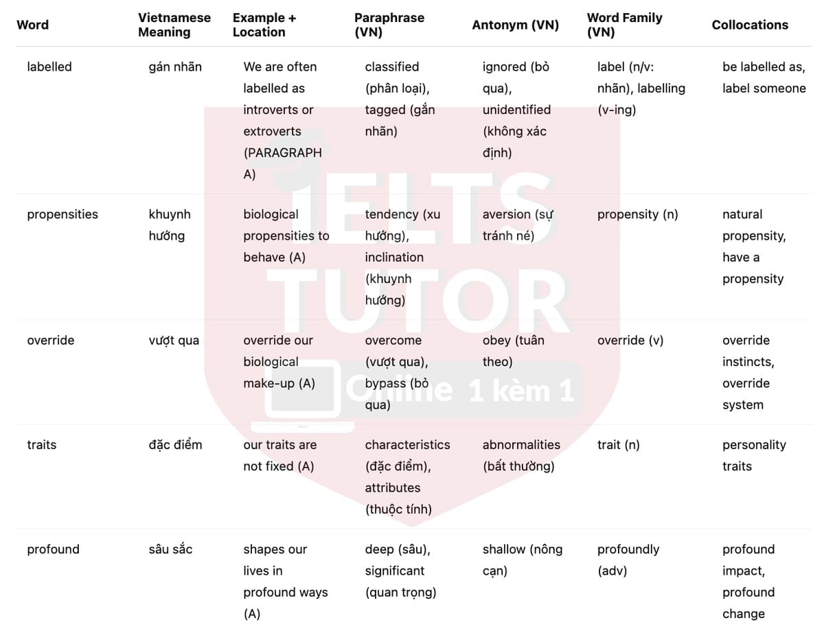 🔥A study of introvert and extrovert characters Answers with location - Đề luyện tập IELTS READING- Làm bài online format computer-based, kèm đáp án, dịch & giải thích từ vựng - cấu trúc ngữ pháp khó