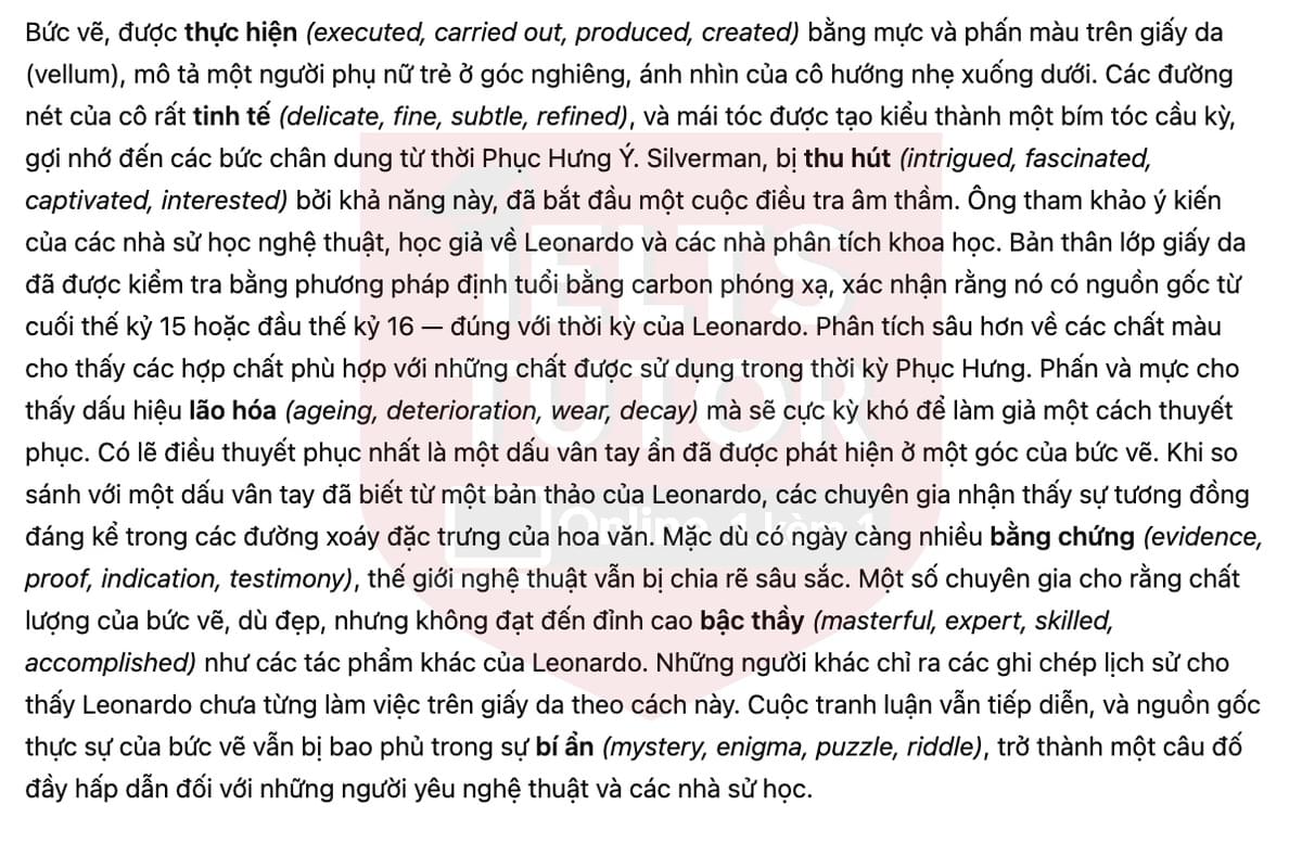 🔥Mystery Drawing Answers with location - Đề thi thật IELTS READING- Làm bài online format computer-based, kèm đáp án, dịch & giải thích từ vựng - cấu trúc ngữ pháp khó