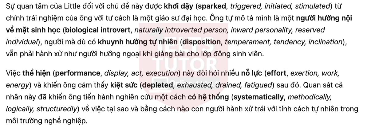 🔥A study of introvert and extrovert characters Answers with location - Đề luyện tập IELTS READING- Làm bài online format computer-based, kèm đáp án, dịch & giải thích từ vựng - cấu trúc ngữ pháp khó