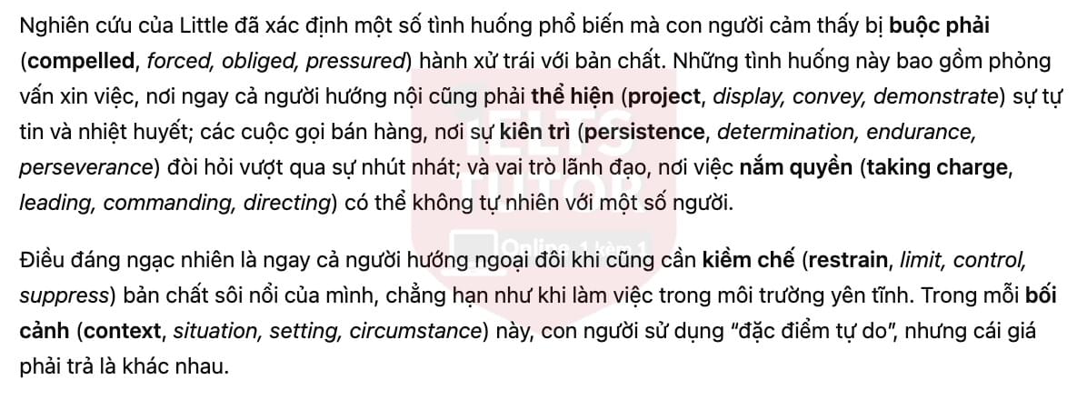 🔥A study of introvert and extrovert characters Answers with location - Đề luyện tập IELTS READING- Làm bài online format computer-based, kèm đáp án, dịch & giải thích từ vựng - cấu trúc ngữ pháp khó