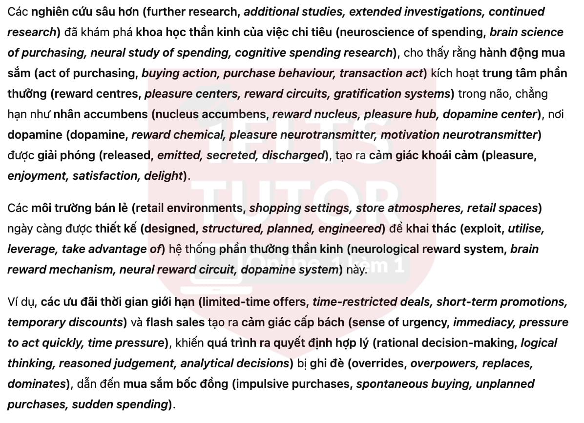 🔥The way the brain buys Answers with location - Đề luyện tập IELTS READING- Làm bài online format computer-based, kèm đáp án, dịch & giải thích từ vựng - cấu trúc ngữ pháp khó