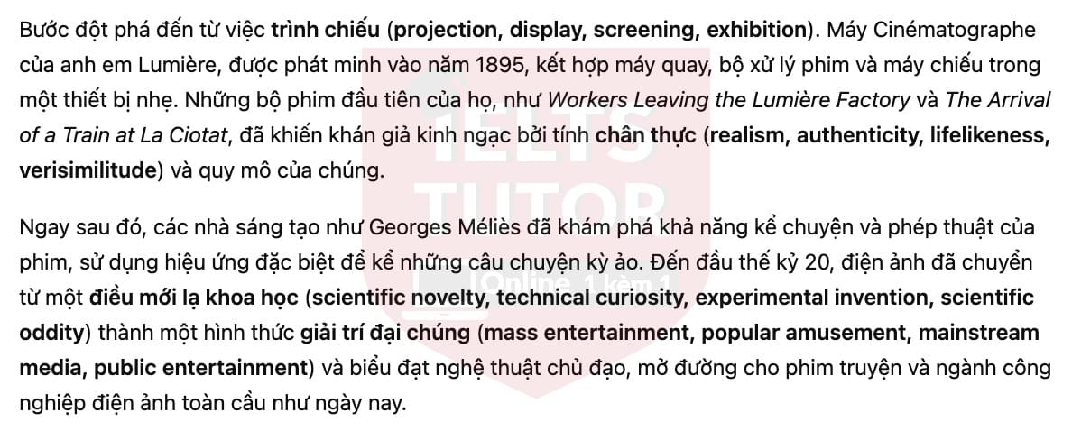 🔥The origins of cinema Answers with location - Đề luyện tập IELTS READING- Làm bài online format computer-based, kèm đáp án, dịch & giải thích từ vựng - cấu trúc ngữ pháp khó