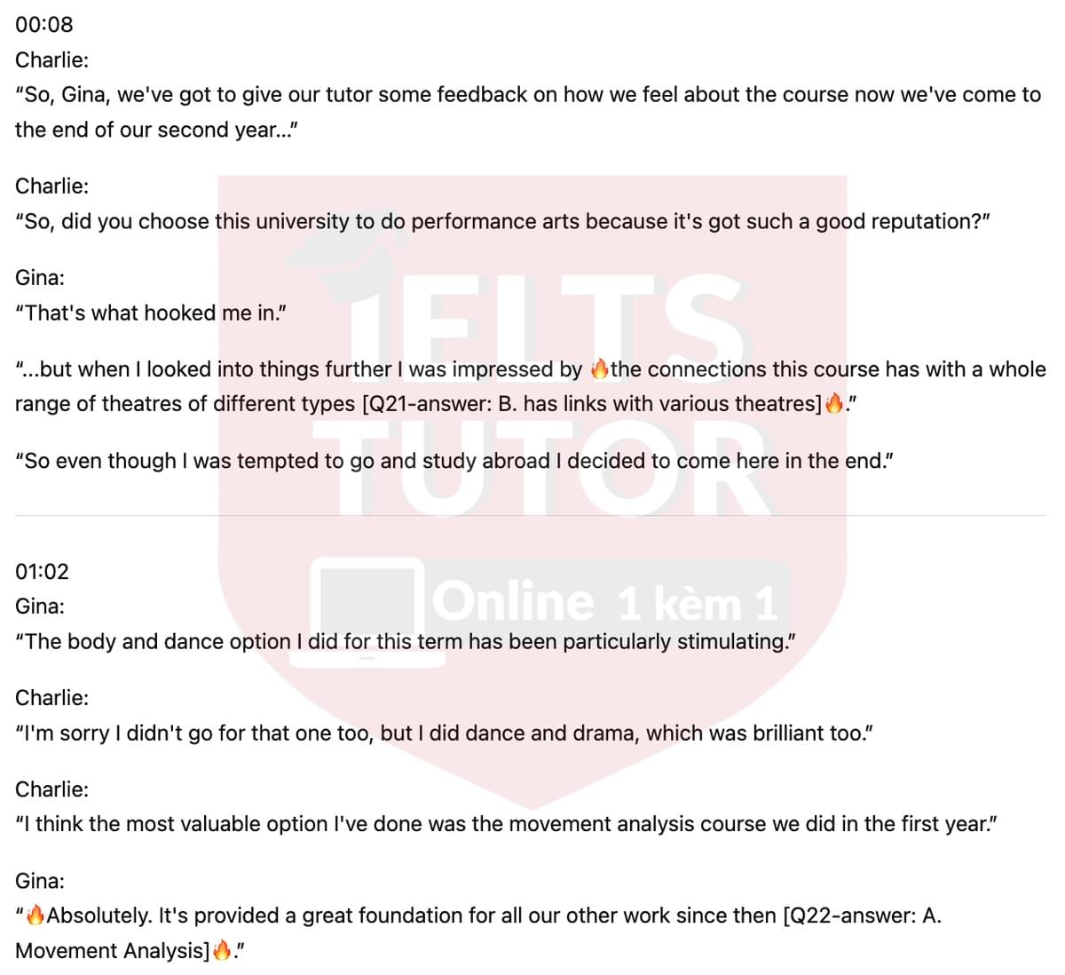 Feedback on second year of Performance Arts Course