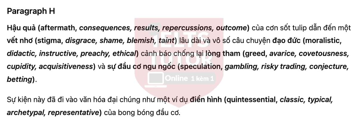 🔥Tulip Mania Answers with location - Đề luyện tập IELTS READING- Làm bài online format computer-based, kèm đáp án, dịch & giải thích từ vựng - cấu trúc ngữ pháp khó