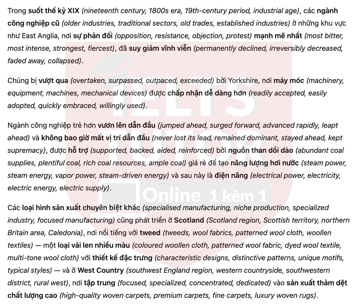 🔥The history of the British wool industry Answers with location - Đề thi thật IELTS READING- Làm bài online format computer-based, kèm đáp án, dịch & giải thích từ vựng - cấu trúc ngữ pháp khó