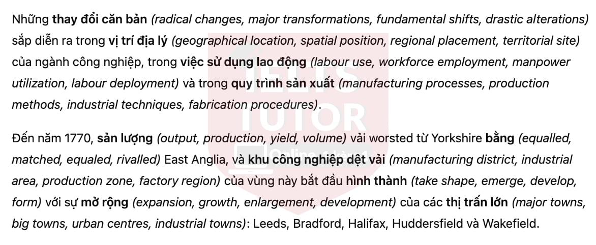 🔥The history of the British wool industry Answers with location - Đề thi thật IELTS READING- Làm bài online format computer-based, kèm đáp án, dịch & giải thích từ vựng - cấu trúc ngữ pháp khó