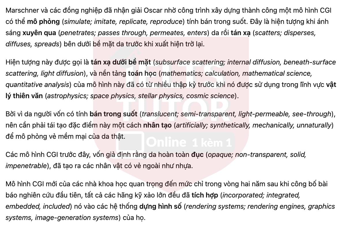 🔥Science and filmmaking (bản update đề thi thật IELTS READING) - Làm bài online format computer-based, kèm đáp án, dịch & giải thích từ vựng - cấu trúc ngữ pháp khó