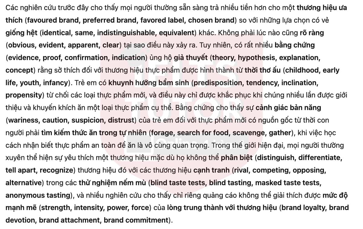 🔥The costs of brand loyalty Answers with location - Đề luyện tập IELTS READING- Làm bài online format computer-based, kèm đáp án, dịch & giải thích từ vựng - cấu trúc ngữ pháp khó