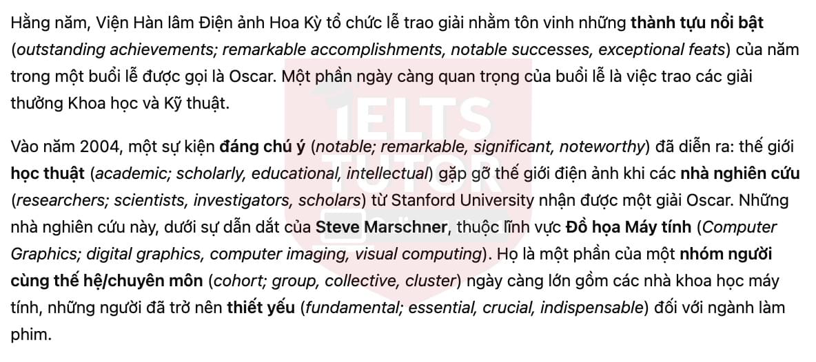 🔥Science and filmmaking (bản update đề thi thật IELTS READING) - Làm bài online format computer-based, kèm đáp án, dịch & giải thích từ vựng - cấu trúc ngữ pháp khó