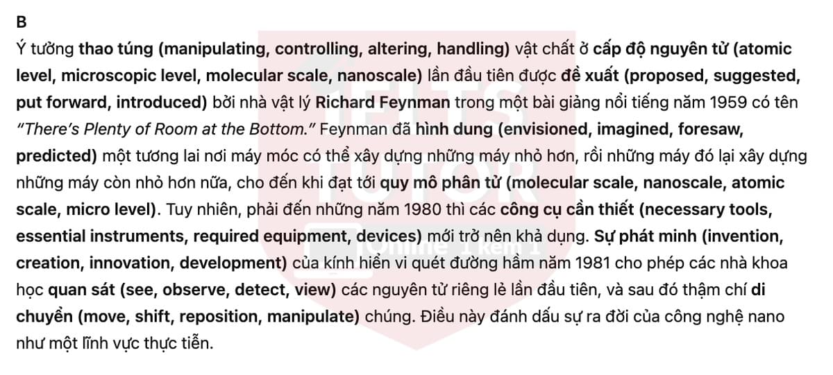 🔥Nanotechnology: the science of the very small Answers with location - Đề luyện tập IELTS READING- Làm bài online format computer-based, kèm đáp án, dịch & giải thích từ vựng - cấu trúc ngữ pháp khó