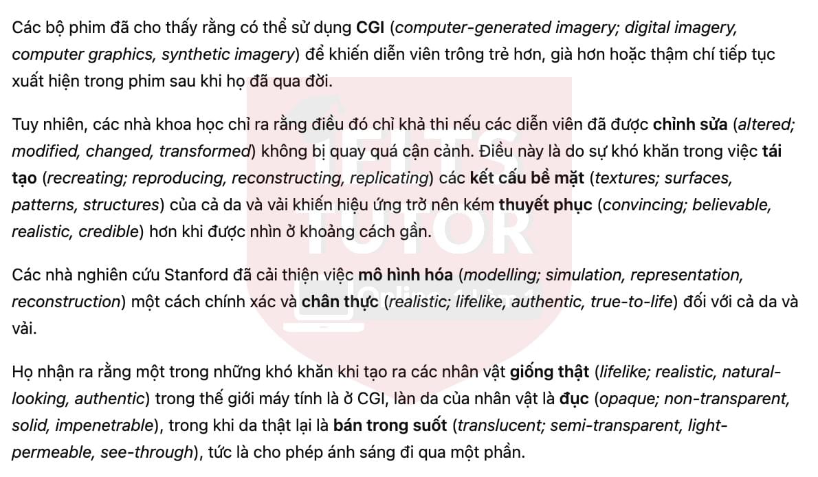 🔥Science and filmmaking (bản update đề thi thật IELTS READING) - Làm bài online format computer-based, kèm đáp án, dịch & giải thích từ vựng - cấu trúc ngữ pháp khó