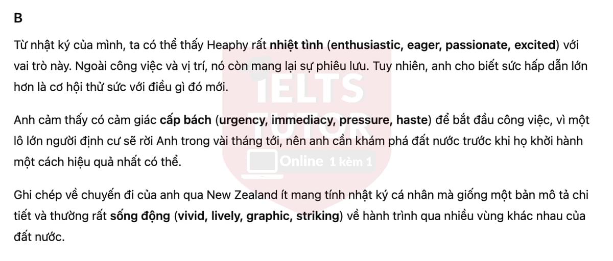 🔥Charles Heaphy and the settlement of New Zealand Answers with location - Đề luyện tập IELTS READING- Làm bài online format computer-based, kèm đáp án, dịch & giải thích từ vựng - cấu trúc ngữ pháp khó