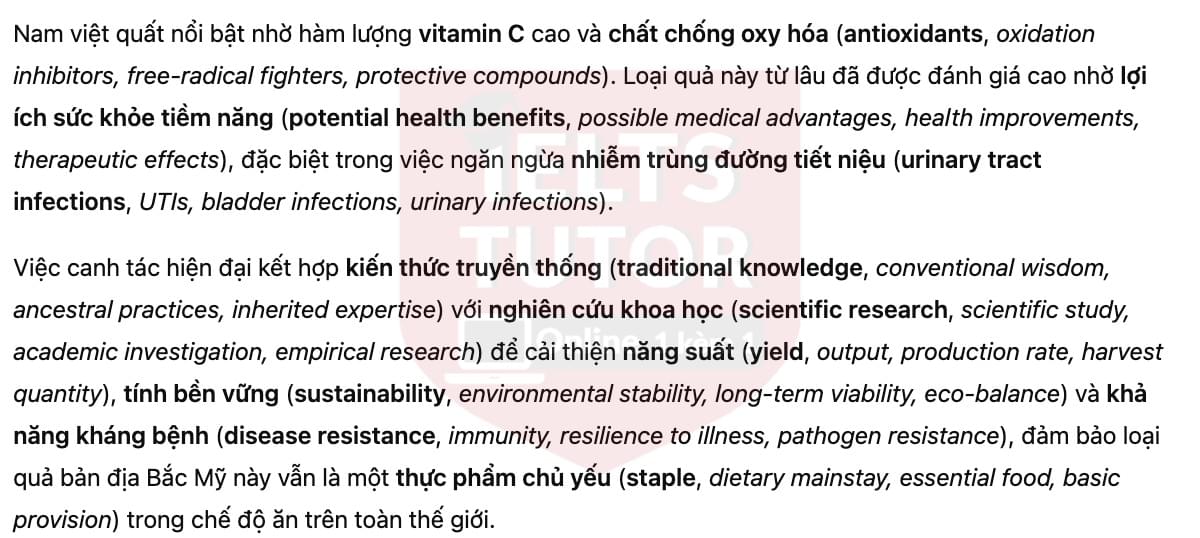 🔥Cranberry Fruit Answers with location - Đề luyện tập IELTS READING- Làm bài online format computer-based, kèm đáp án, dịch & giải thích từ vựng - cấu trúc ngữ pháp khó