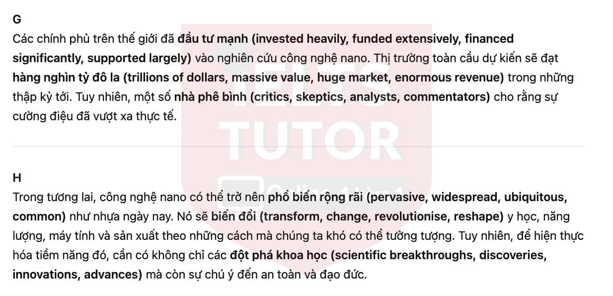 🔥Nanotechnology: the science of the very small Answers with location - Đề luyện tập IELTS READING- Làm bài online format computer-based, kèm đáp án, dịch & giải thích từ vựng - cấu trúc ngữ pháp khó