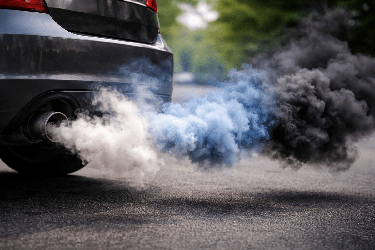 dym z rury wydechowej objawy problemów z silnikiem spalanie oleju samochód