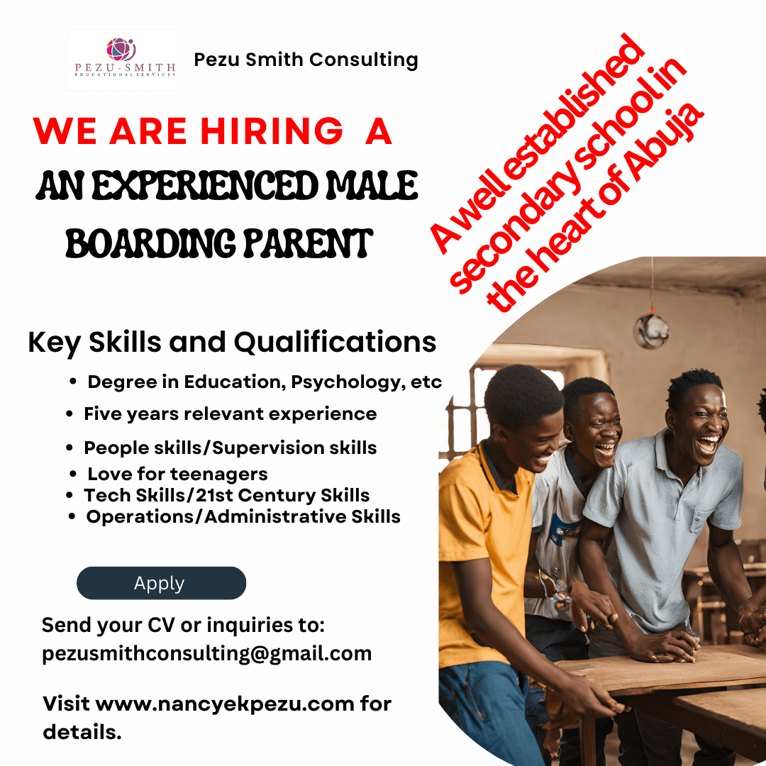 Job Opportunity Experienced Male Boarding House Parent...