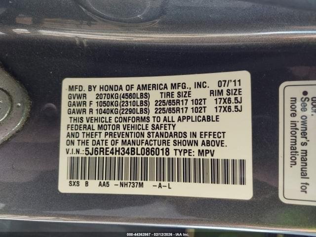 2011 HONDA CR-V LX AT SPORT UTILITY 4 Door