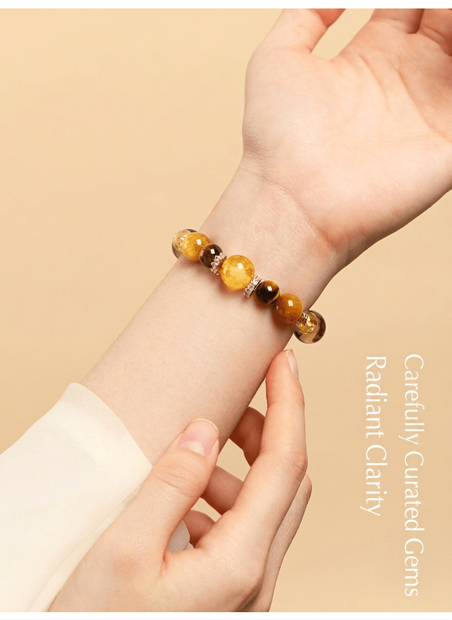 Natural Amethyst & Crystal Beaded Bracelet