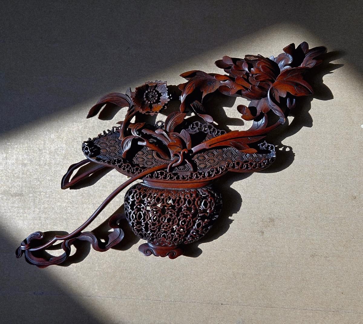 清代黄杨木镶嵌件