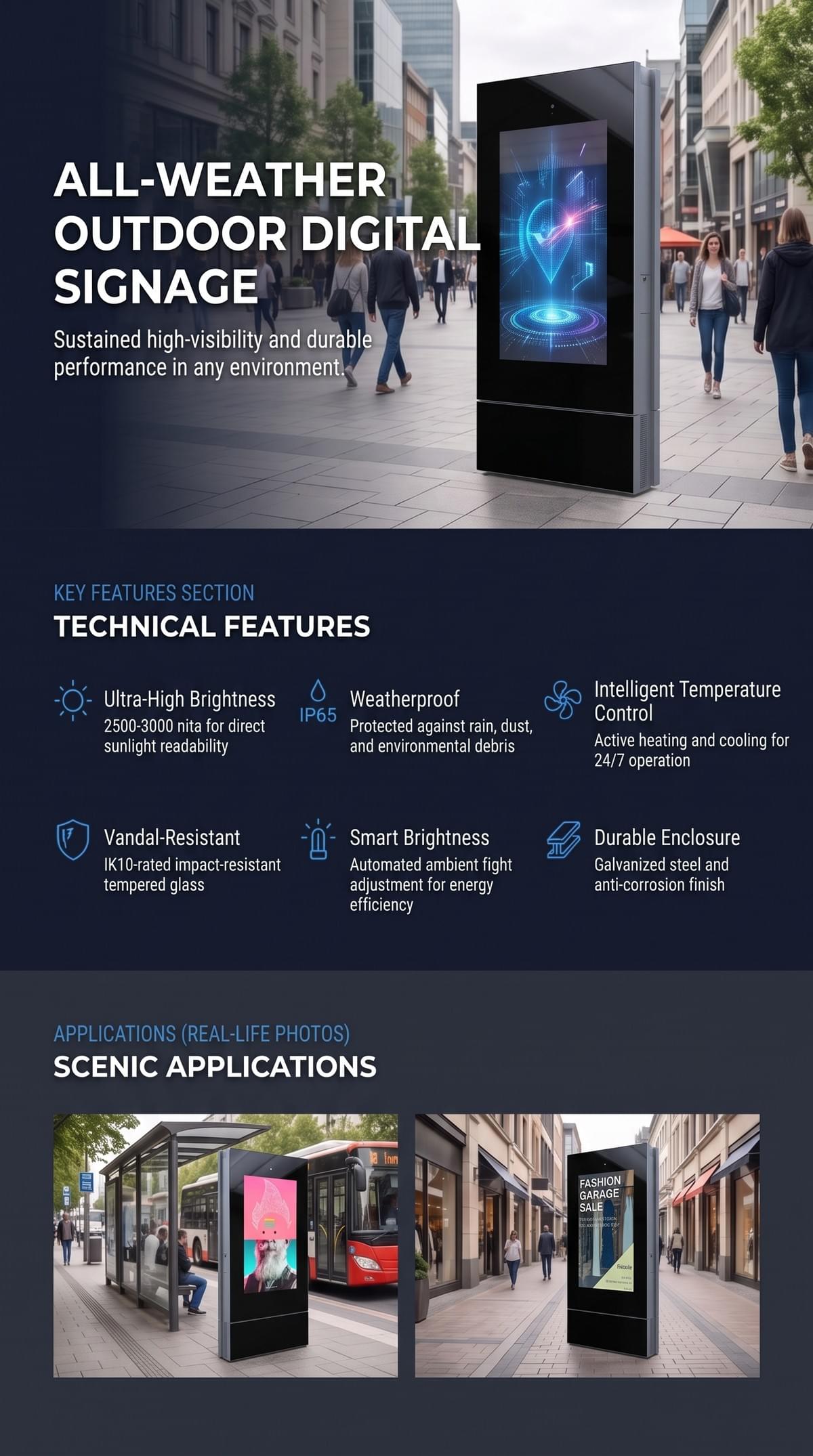 55 inch Outdoor Dual Side LCD Kiosk