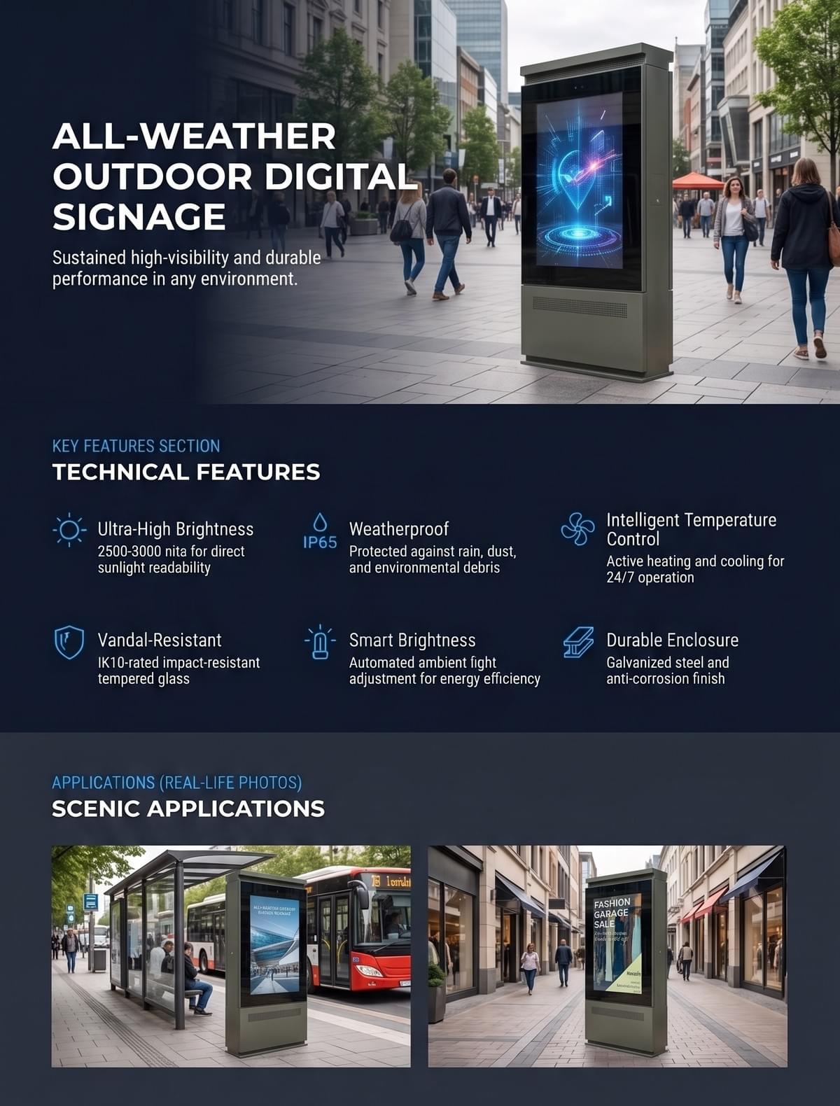 55 inch Outdoor Dual Side LCD Kiosk 1