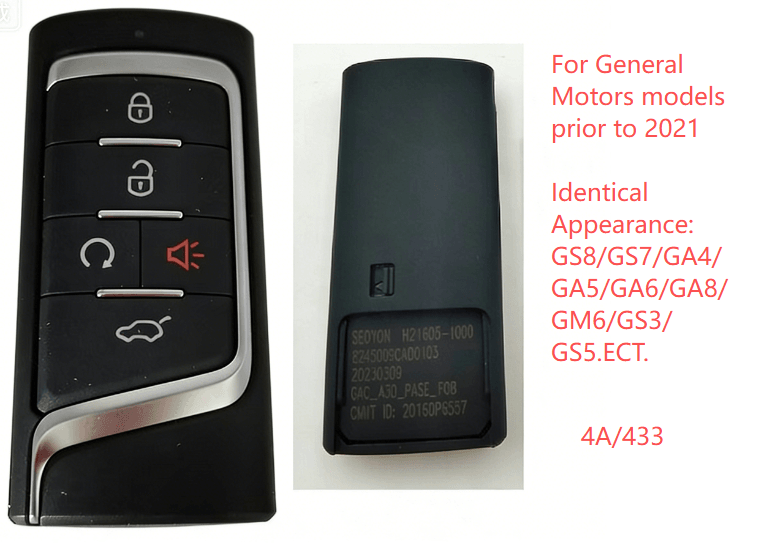 OEM GAC Trumpchi GS8, GS7, GM8, and M8 Smart Cards / Remote Keys (4A Chip)