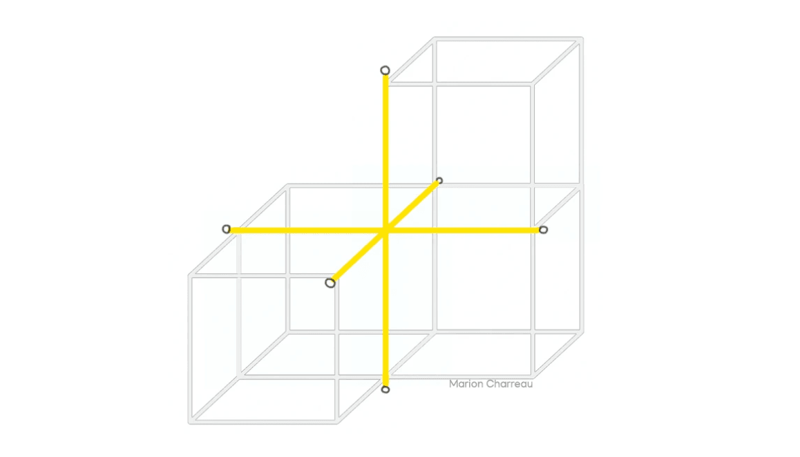 Illustration de plusieurs personnes interagissant et collaborant autour d'un tableau et d'une présentation, symbolisant la construction d'un nouveau langage partagé, la narration et la mobilisation d'équipes.`