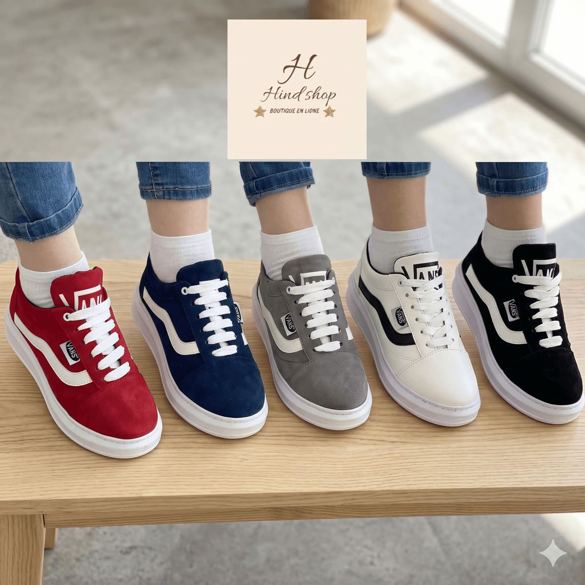 Choose from five wonderful colors that suit every taste, to ensure you look your best on every occasion. attractive colors What distinguishes the store Hind Shop "Hind Shop store for selling elegant and comfortable women's espadrilles in Morocco. The site should display 5 attractive colors, and focus on a special offer: free delivery to all Moroccan cities, with the feature of trying on before payment to ensure quality and satisfaction. The design should be modern, feminine, and facilitate the ordering process via WhatsApp."