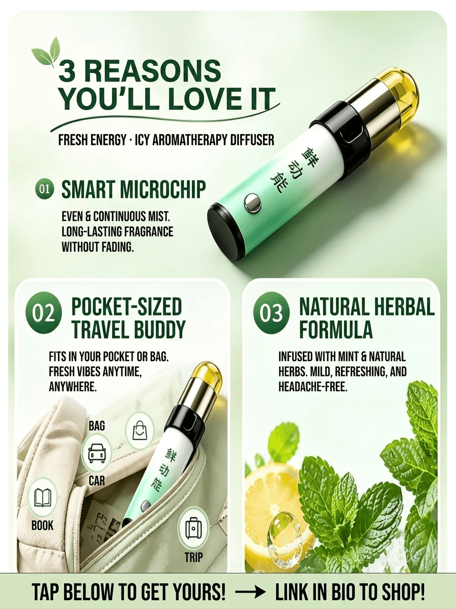Portable Aromatherapy Stick 2ml | Natural Plant Essence Energy Booster | Cooling Mint Lemon Flavor E