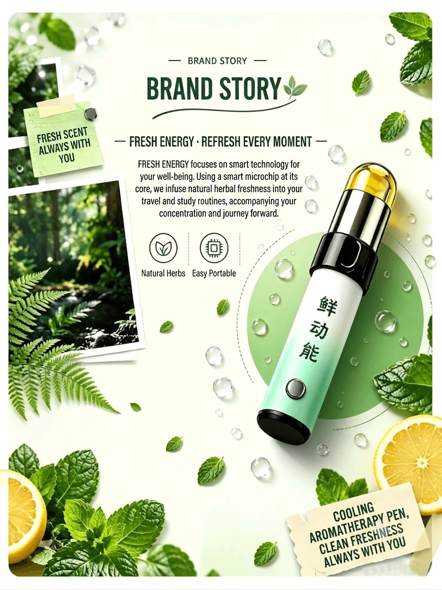 Portable Aromatherapy Stick 2ml | Natural Plant Essence Energy Booster | Cooling Mint Lemon Flavor E