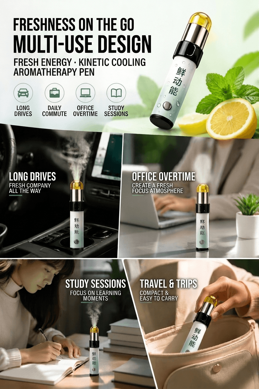 Portable Aromatherapy Stick 2ml | Natural Plant Essence Energy Booster | Cooling Mint Lemon Flavor E