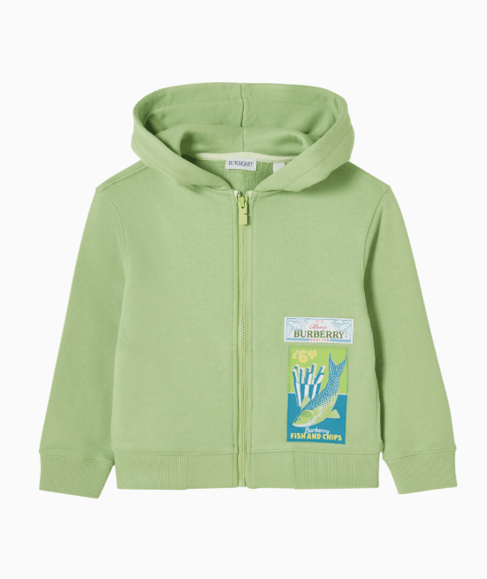 بربري - كنزة قطن بغطاء رأس وسحّاب بشعار الفروسية