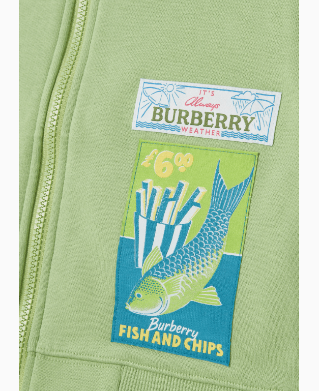 بربري - كنزة قطن بغطاء رأس وسحّاب بشعار الفروسية