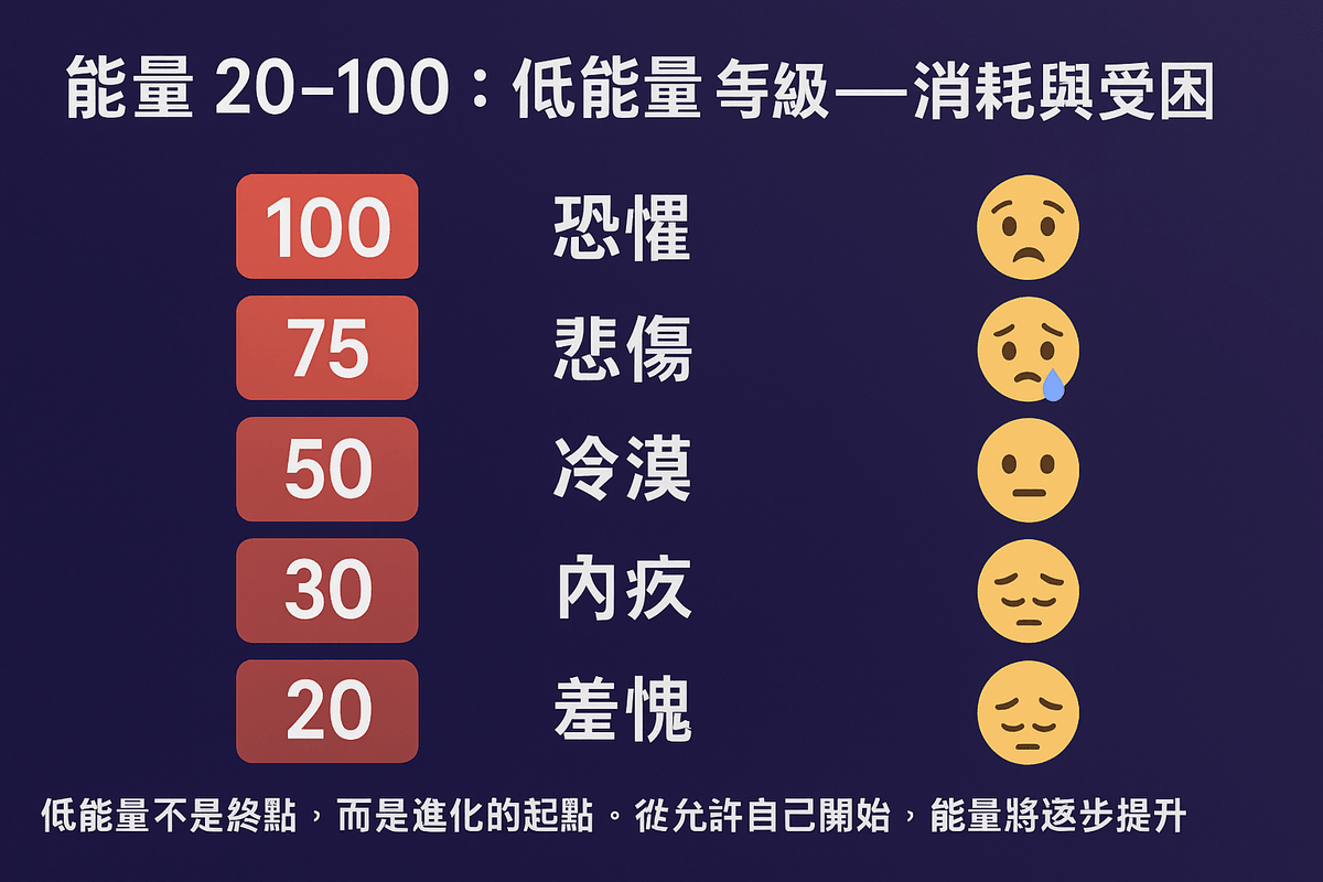 線上課程《EB108📘N165霍金斯博士能量彙整1低能量20-100意涵.案例與啟發 》附贈電子書