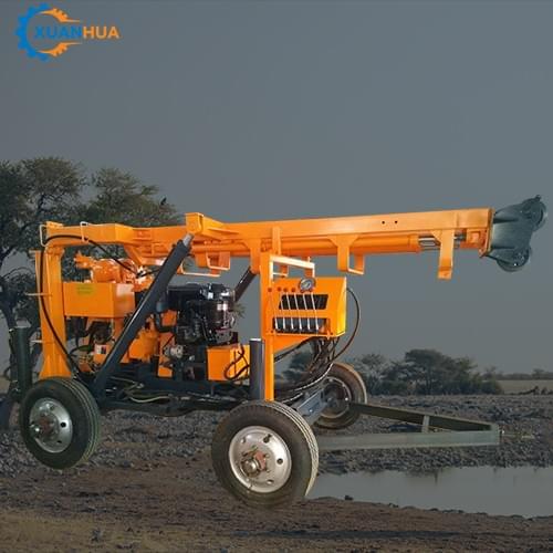 YCS-200T 200m depth trailer mounted rotary drilling machine, water well drill rig with mud pump