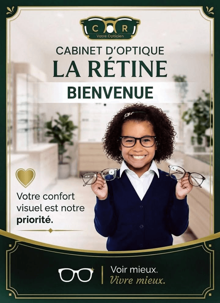 Discover our optical solutions custom! Your vision, our priority The Optics Office The Retina is a company founded and led by Mr. KEMWOUA Serge. He has been several times distinguished and rewarded during international seminars dedicated to opticians. He is surrounded by a team of ophthalmology specialists who will guide you in choosing your glasses, your specific lenses, your frames, your cases, your suitable frames, etc. Moreover, the COR has a laboratory and a wide range of precision equipment.