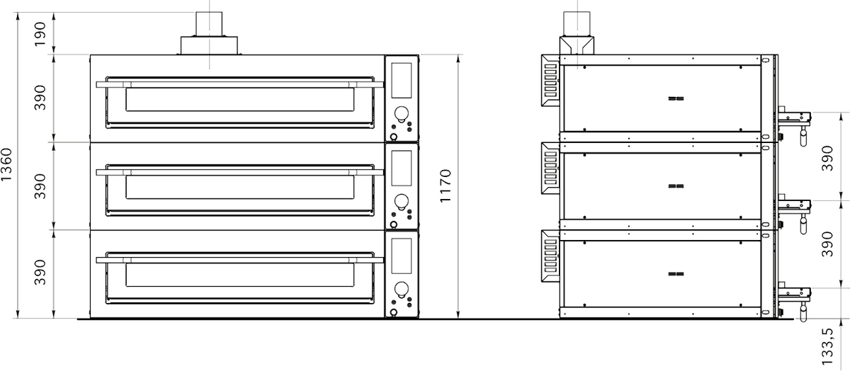 OEM SUPERTOP 電力型烤爐產能尺寸參考圖 OEM SUPERTOP 電力型烤爐產能尺寸參考圖