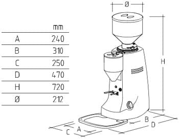 MAZZER ROBUR ELECTRONIC 定量磨豆機尺寸圖 MAZZER ROBUR ELECTRONIC 定量磨豆機尺寸圖