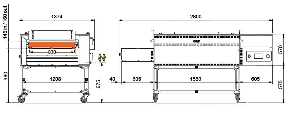 OEM TL80R 履帶式電力型烤爐尺寸參考圖 OEM TL80R 履帶式電力型烤爐尺寸參考圖