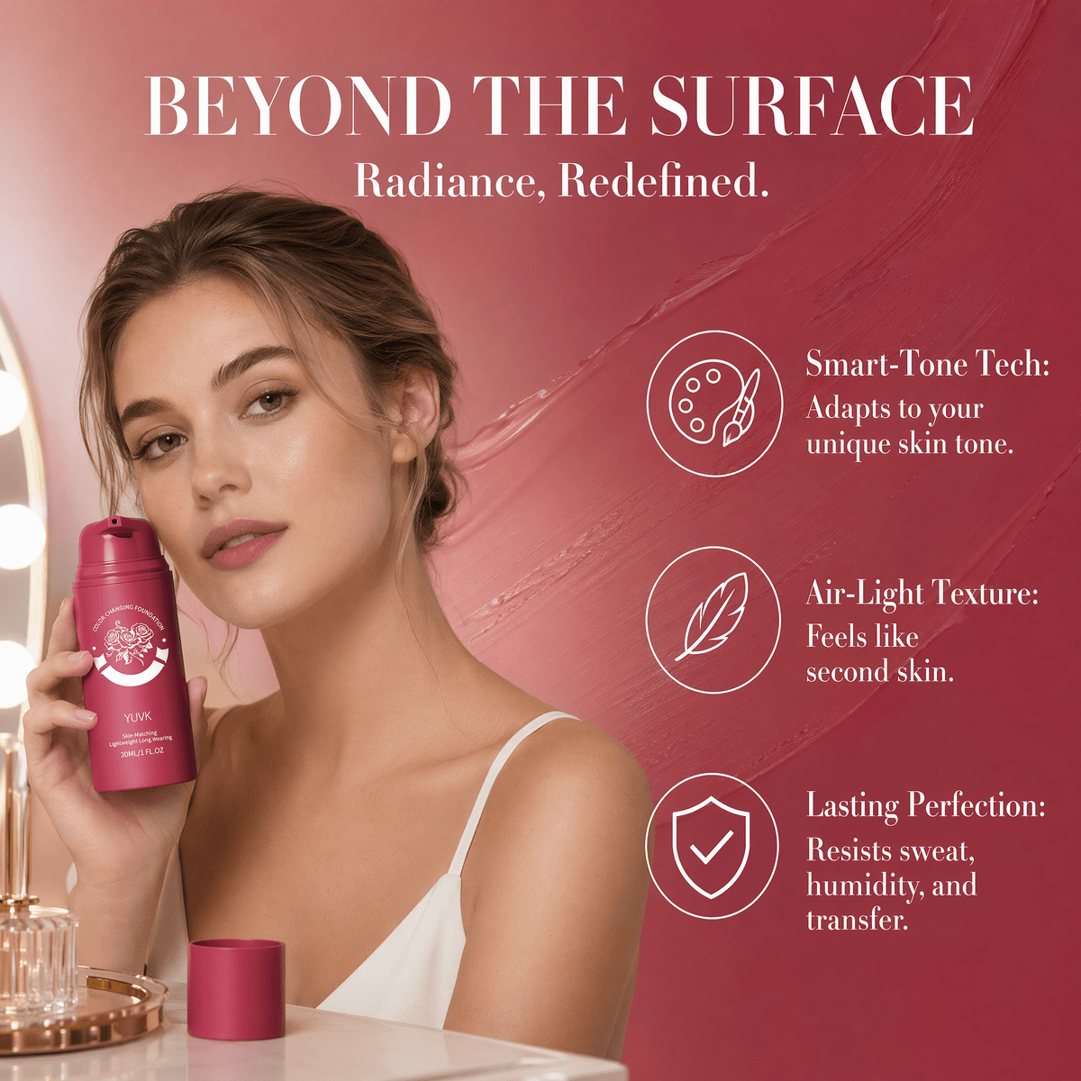 Skin-Matching Lightweight Long-Wearing Foundation
