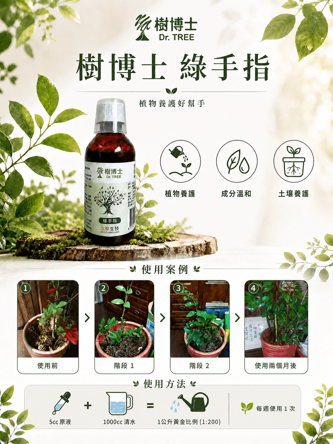 樹博士 綠手指｜盆栽與園藝專用液態有機質肥料｜