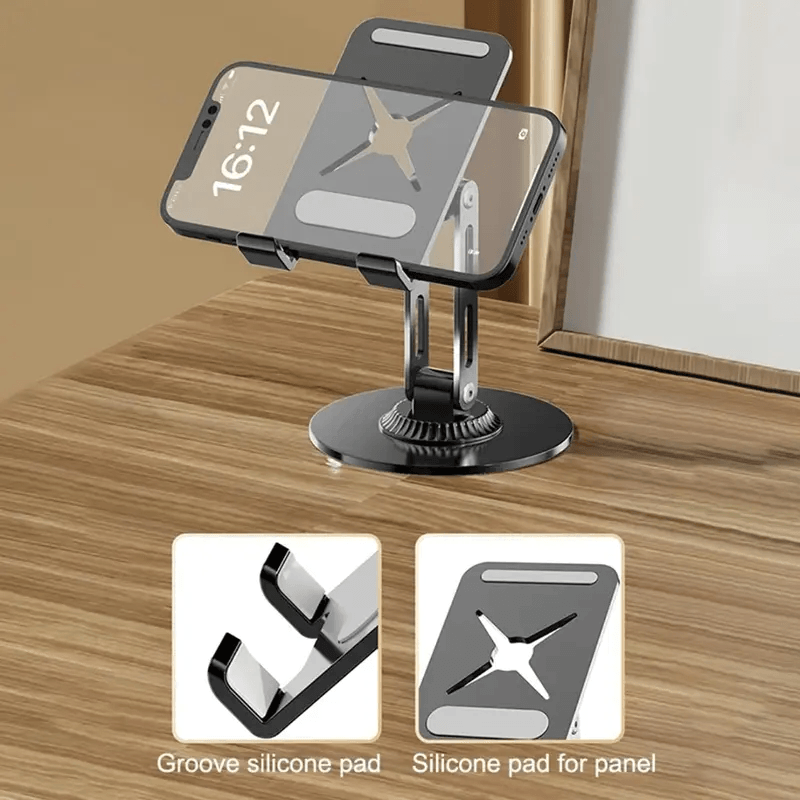 360° Rotation Foldable Metal Phone Tablet Stand, Adjustable Desktop Holder