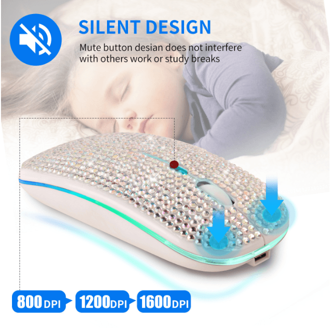 Rhinestone Bling Rechargeable Wireless Bluetooth Mouse