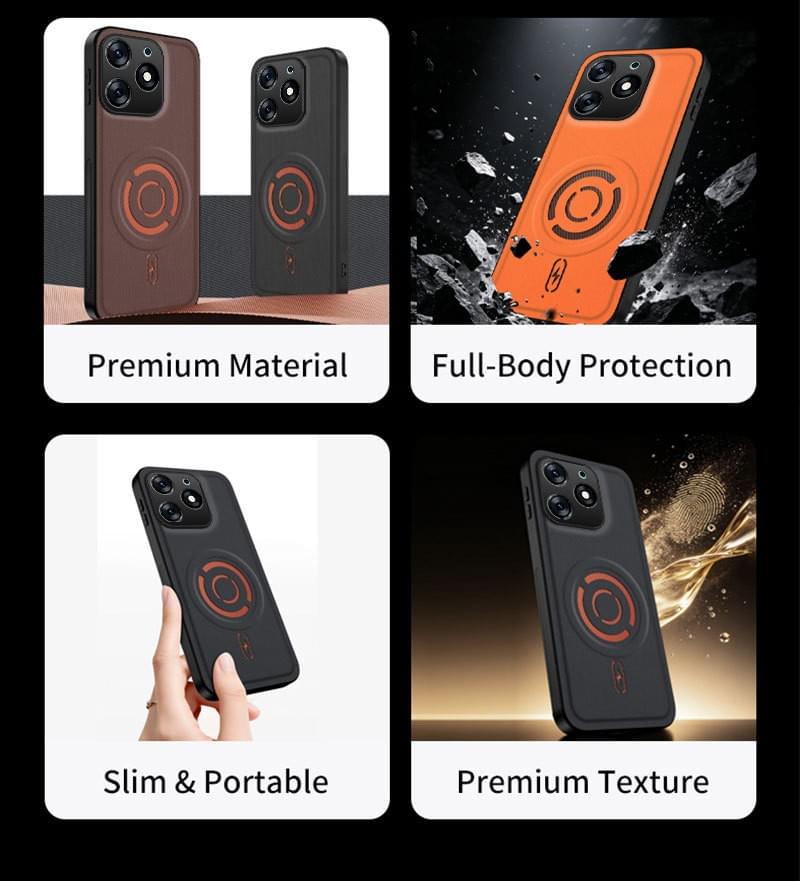 Magnetic Fabric Phone Case For Tecno Spark Go 2024 Shockproof Full Camera Protection Cover