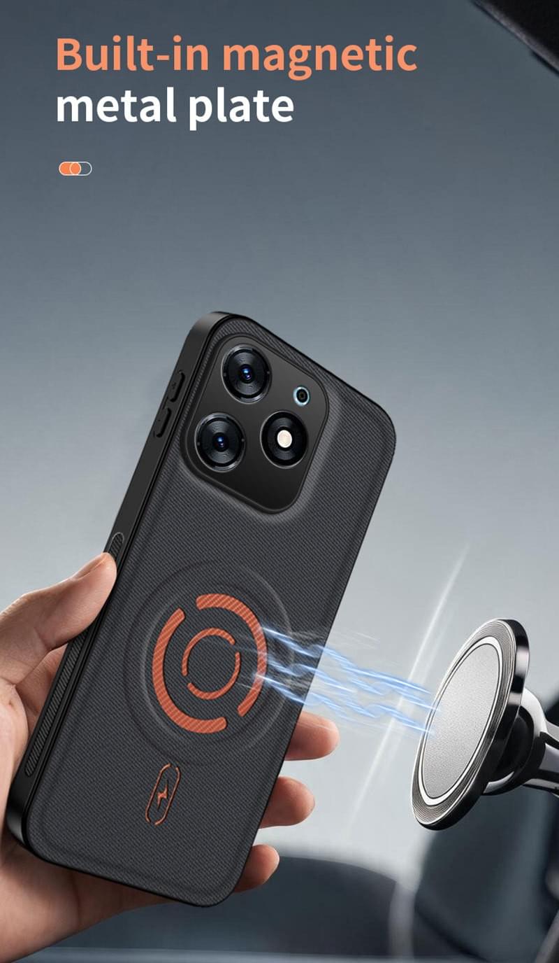 Magnetic Fabric Phone Case For Tecno Spark Go 2024 Shockproof Full Camera Protection Cover